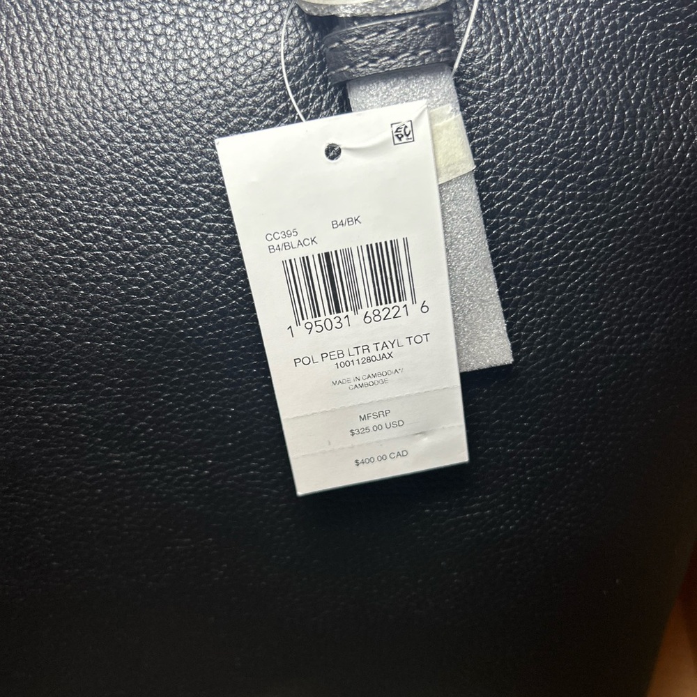 *NWT* Coach Polished Pebble Leather Taylor Tote Bag Black $325 new - Picture 5 of 13